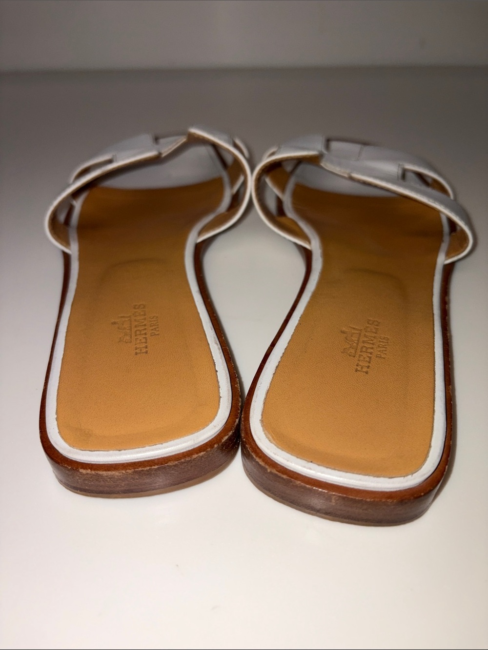 Hermes White Leather Slide Sandals - Women's - Picture 3 of 5
